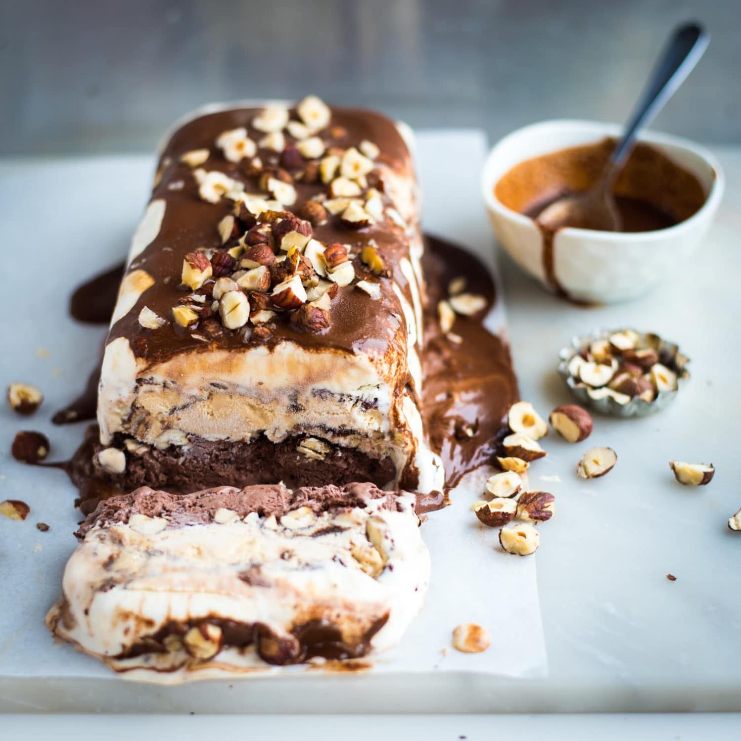  A decadent treat for the holidays: Chocolate, Latte, and Eggnog Ice Cream Terrine