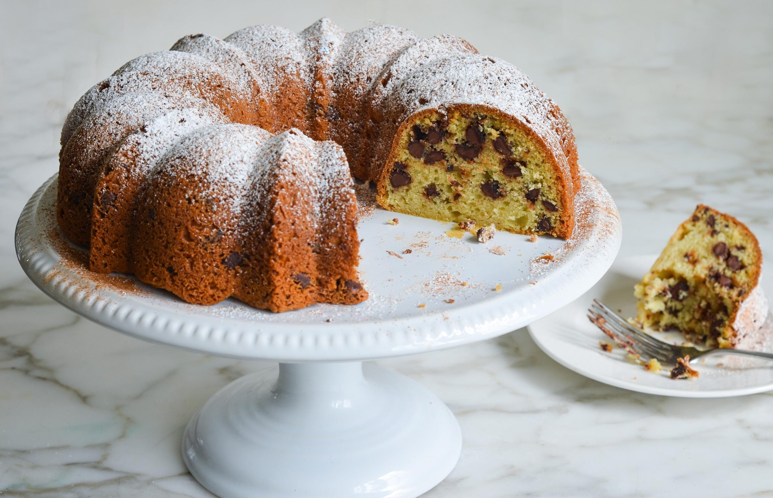  A slice of heaven on a plate: Sour Cream Chocolate Chip Coffee Cake.