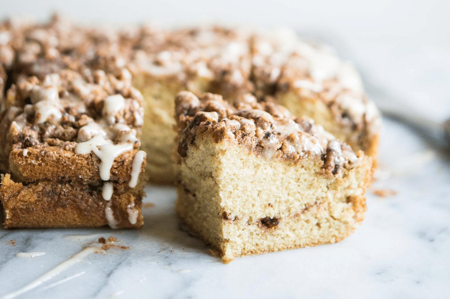  A slice of this coffee cake with a steaming-hot cup of coffee makes for the perfect breakfast combo.