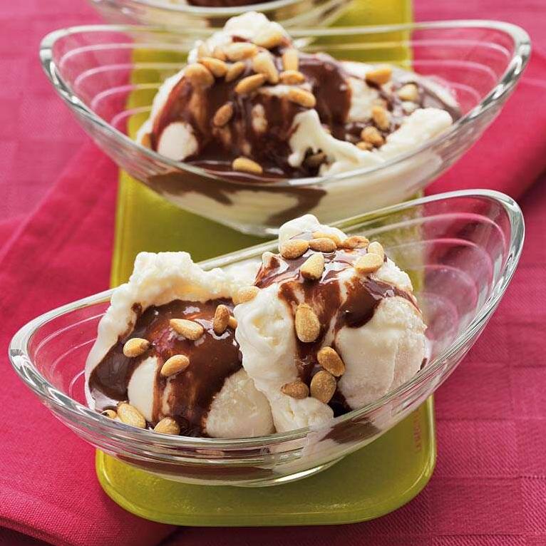  Add some crunch to your dessert with a sprinkle of toasted almonds.