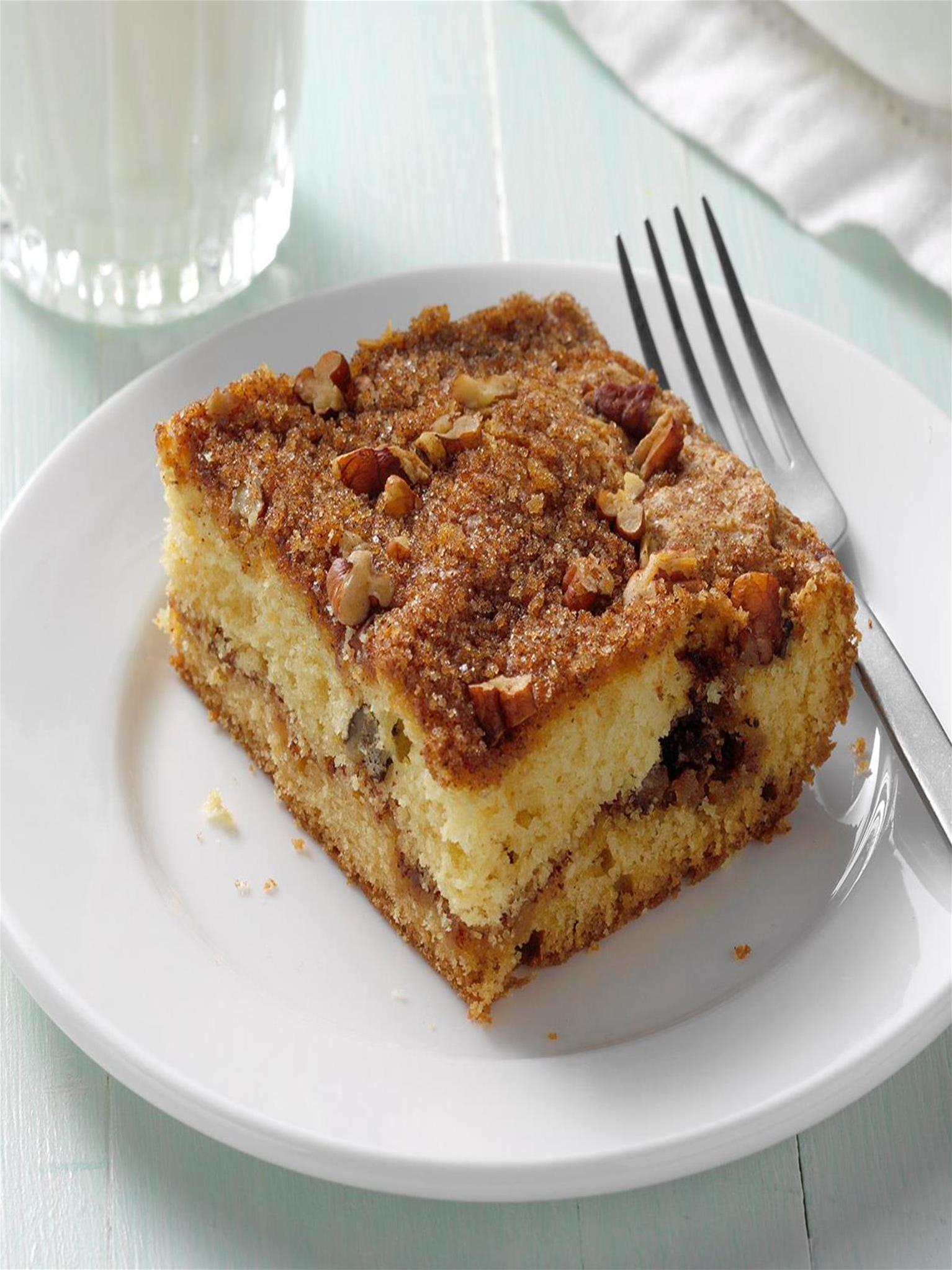  Baked with love, this cake boasts a soft and tender crumb with a crunchy streusel topping.