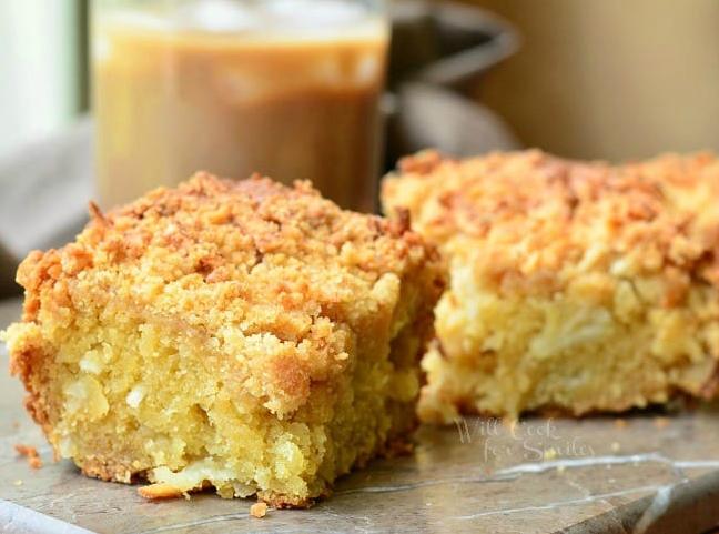  Brew your favorite coffee, sit back and enjoy a slice of Toasted Coconut Coffee Cake.