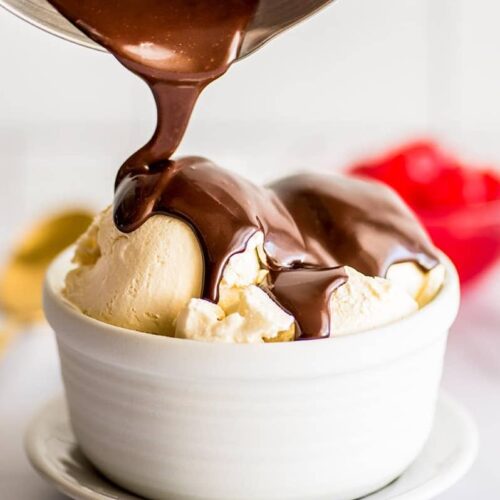 Chocolate, Latte and Eggnog Ice Cream Terrine With Fudge Sauce