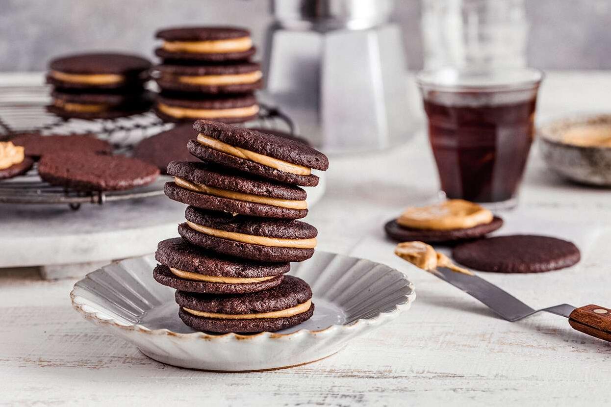  Dip into a divine dessert with our Chocolate Coffee Cream-Filled Cookies!