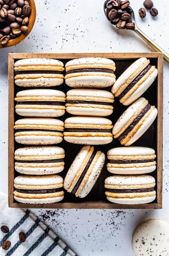  Ditch the traditional chocolate chips and go for espresso beans to elevate your macaroons.