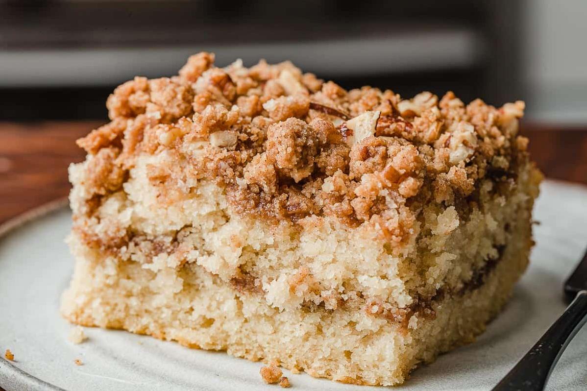  Dive into the mouth-watering aroma of our freshly baked Sourdough Cinnamon Pecan Coffee Cake.