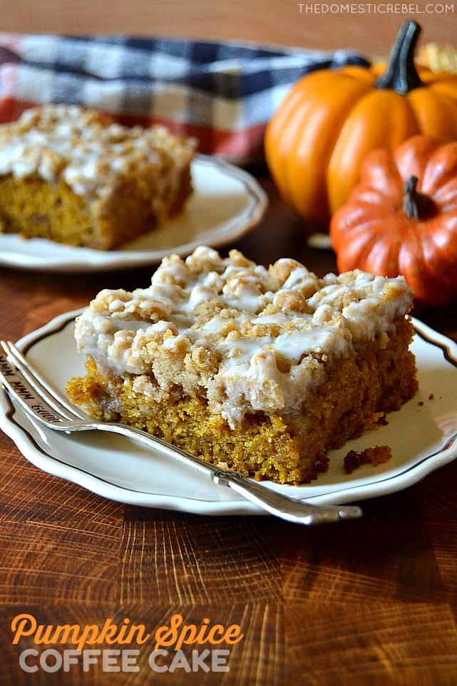  Enjoy a slice of this coffee cake with a warm pumpkin spice latte on a chilly morning.