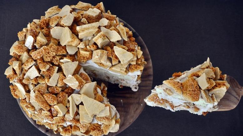  Every slice is full of crunch thanks to the homemade toffee brittle.
