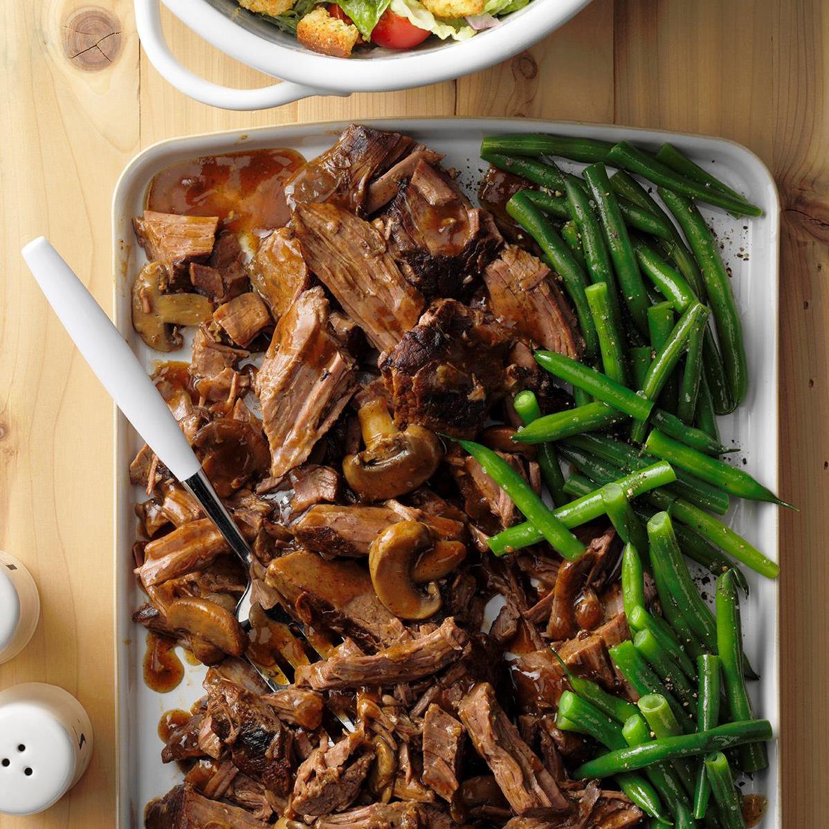  Fall apart tender beef, cooked slow and low in a rich coffee-infused broth.