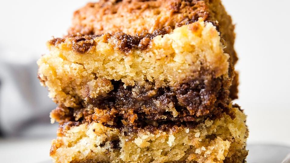  Flavored with vanilla and almond extract, this coffee cake is rich with aroma and decadence.
