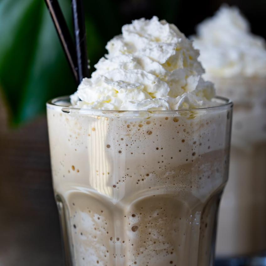  Ice, coffee, cream, and whip! The perfect recipe for a delicious frappe.