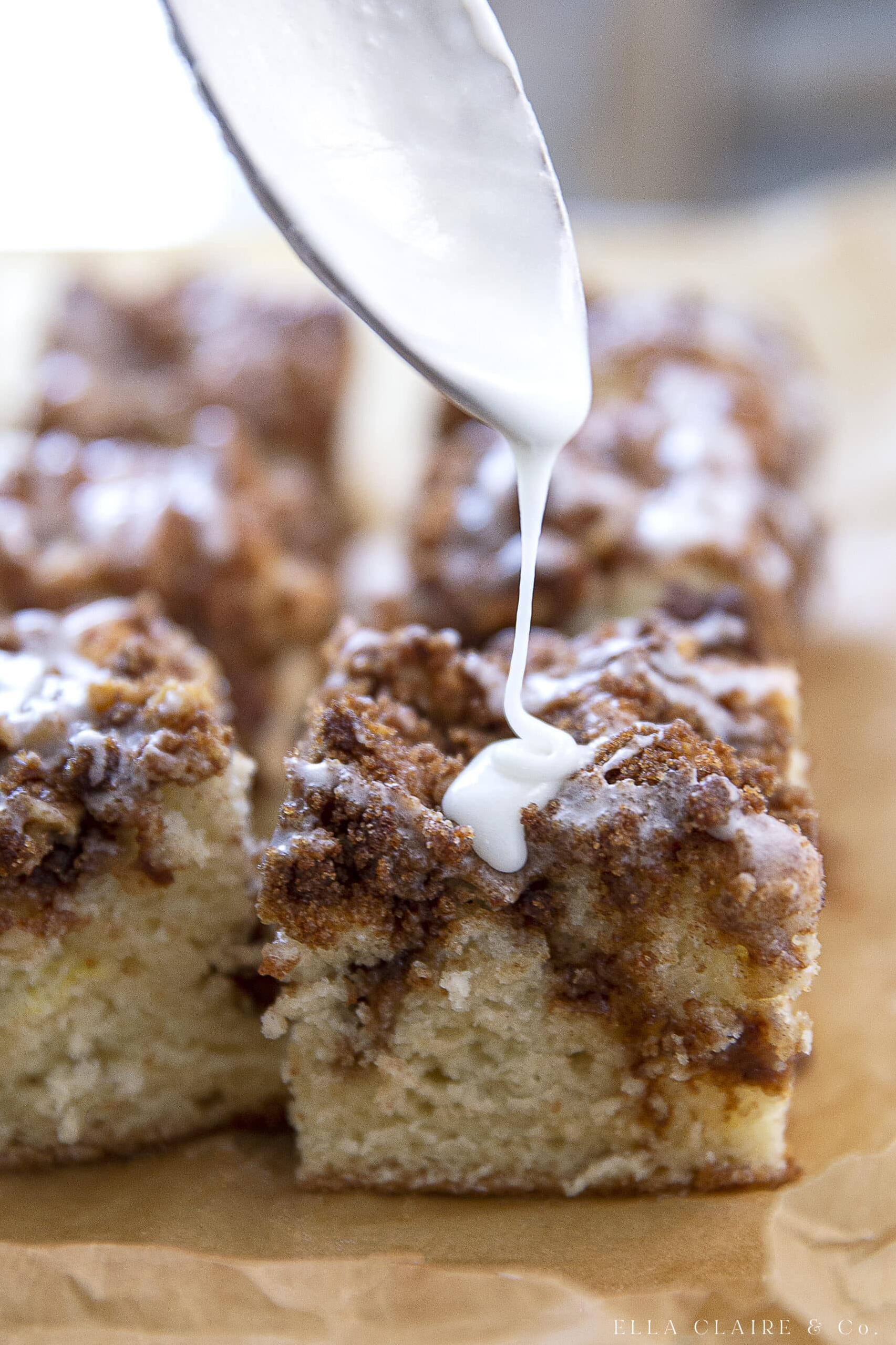  Indulge in the perfect slice of moist and fluffy coffee cake.