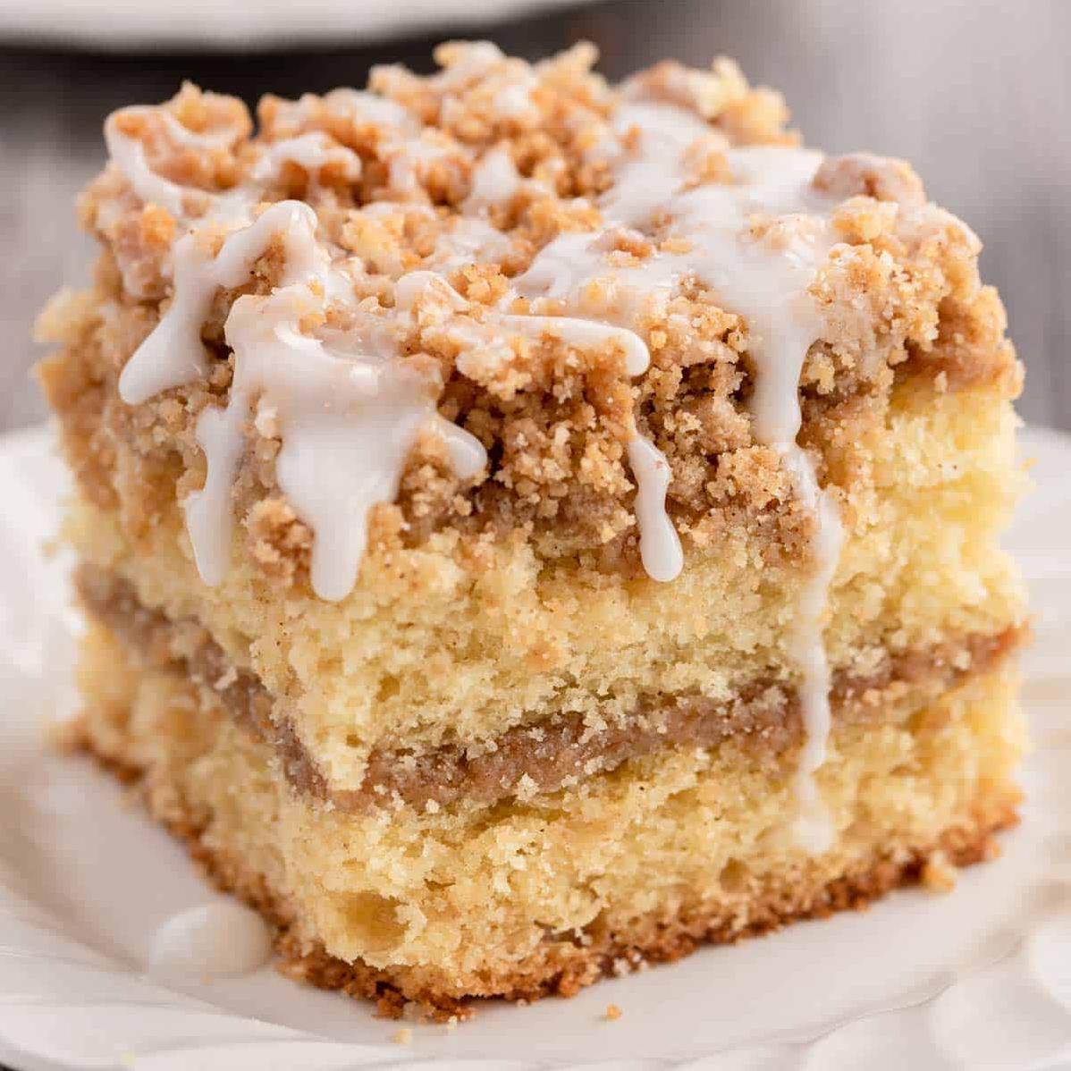  Moist and fluffy sour cream adds a tangy twist to this classic coffee cake.