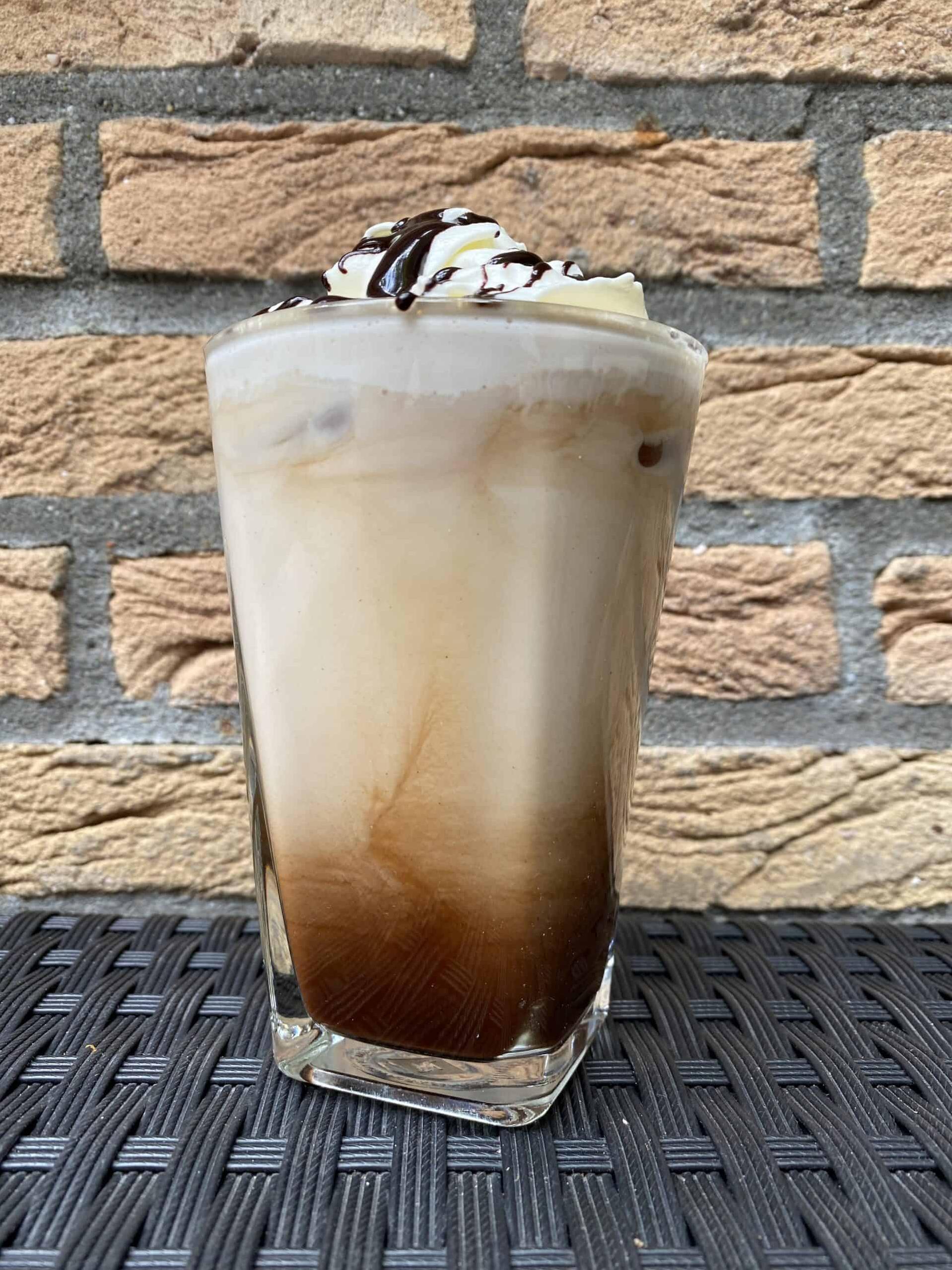  Our iced mocha latte is the perfect pick-me-up on a hot day.