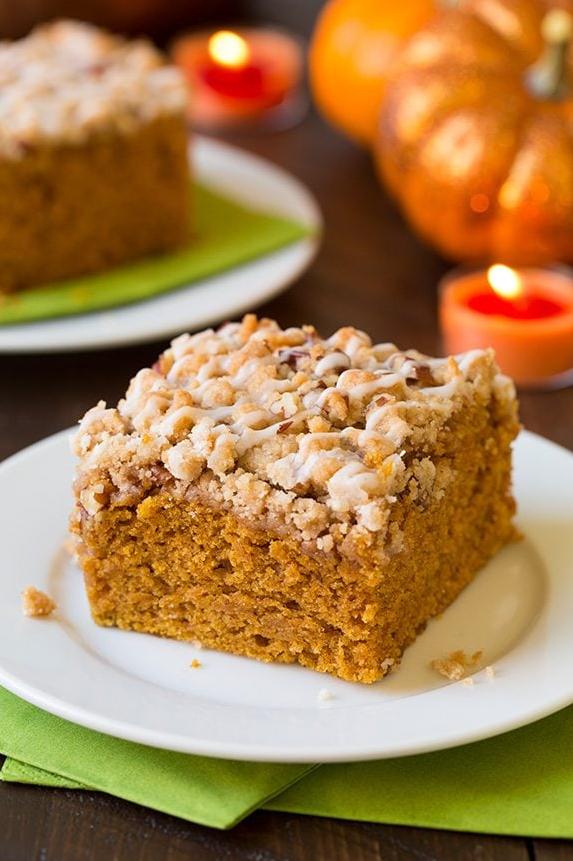  Perfectly moist and spicy, this pumpkin coffee cake will be the highlight of your day.
