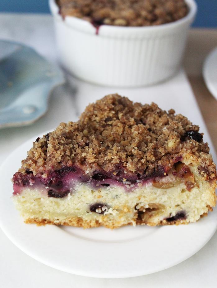  Rise and shine with a slice of warm and comforting blueberry coffee cake.