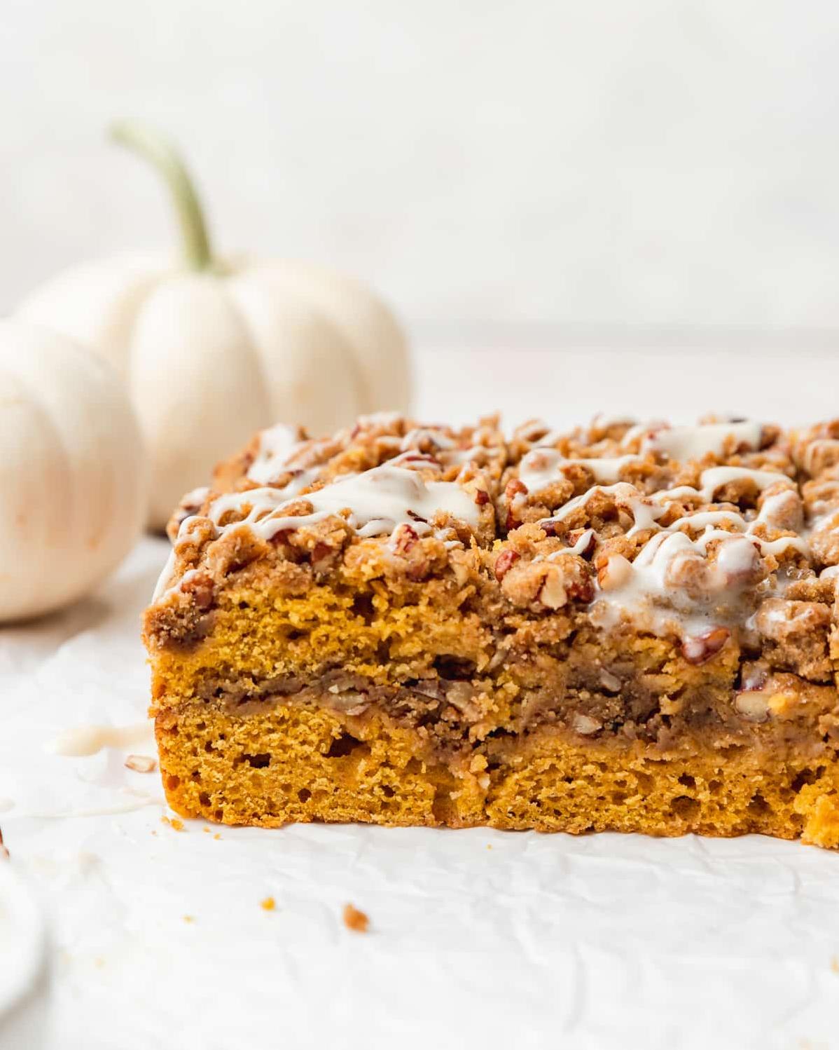  Satisfy your pumpkin spice cravings with a slice of this delicious coffee cake.