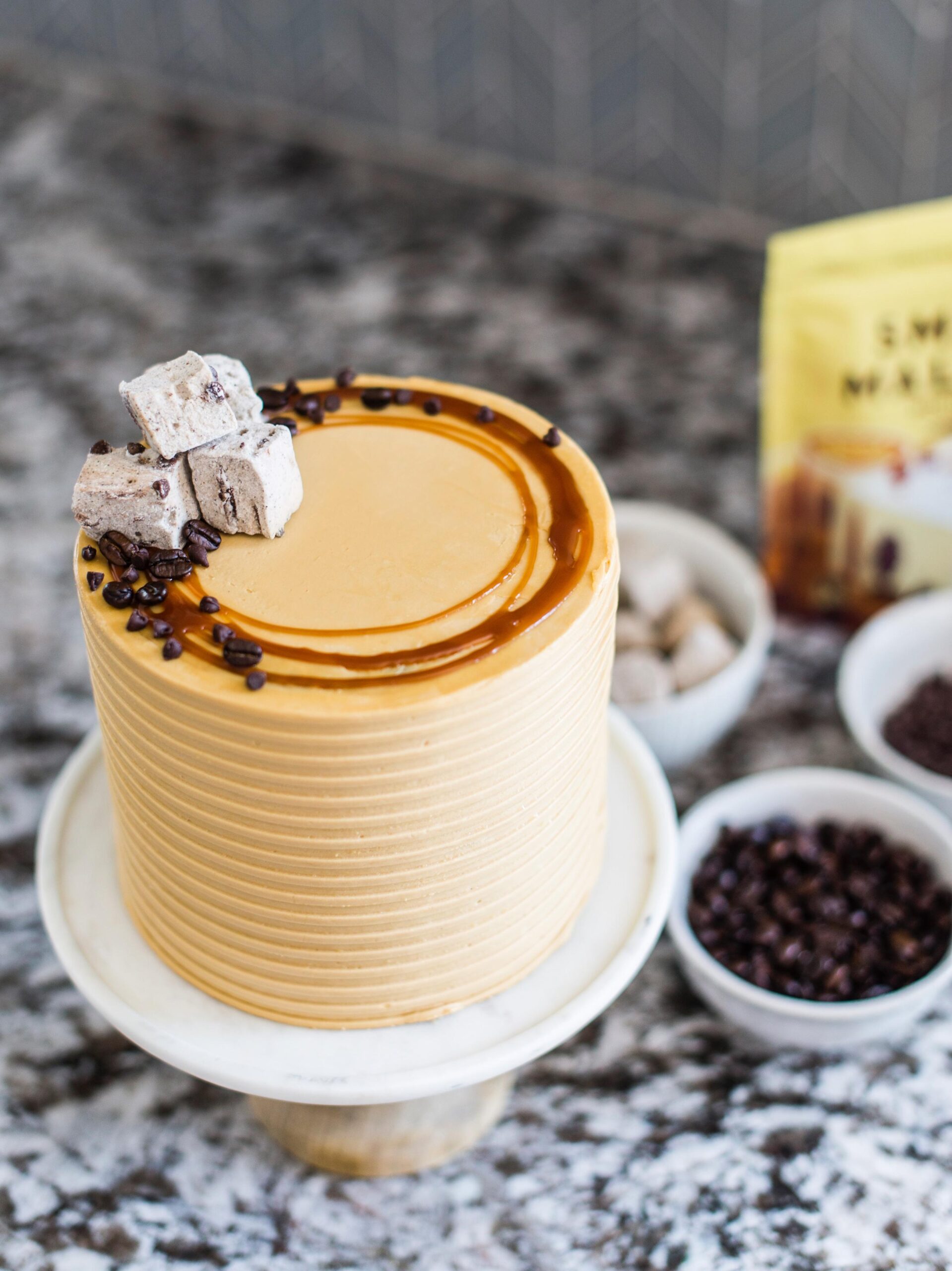  Satisfy your sweet tooth with this indulgent mocha latte chip cake.
