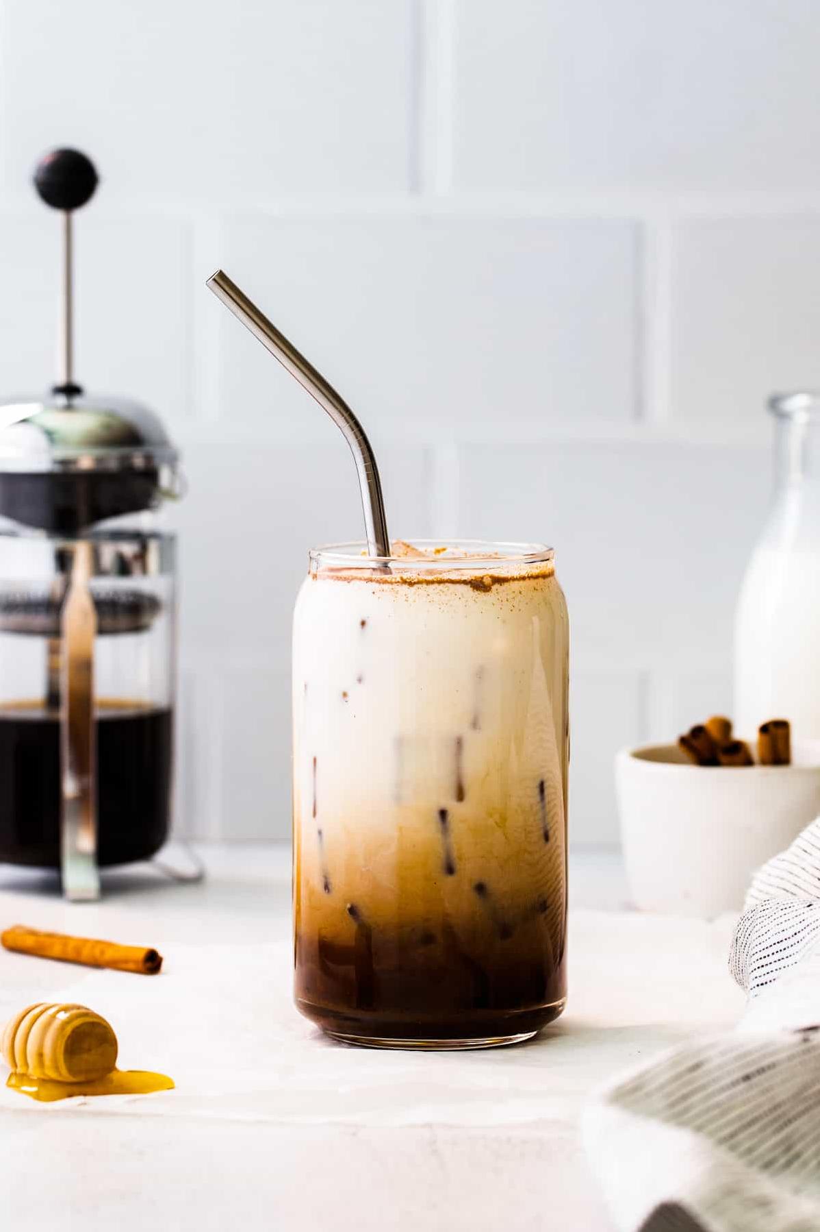 Sure, here are some creative photo captions for the recipe of Honey Iced Coffee: