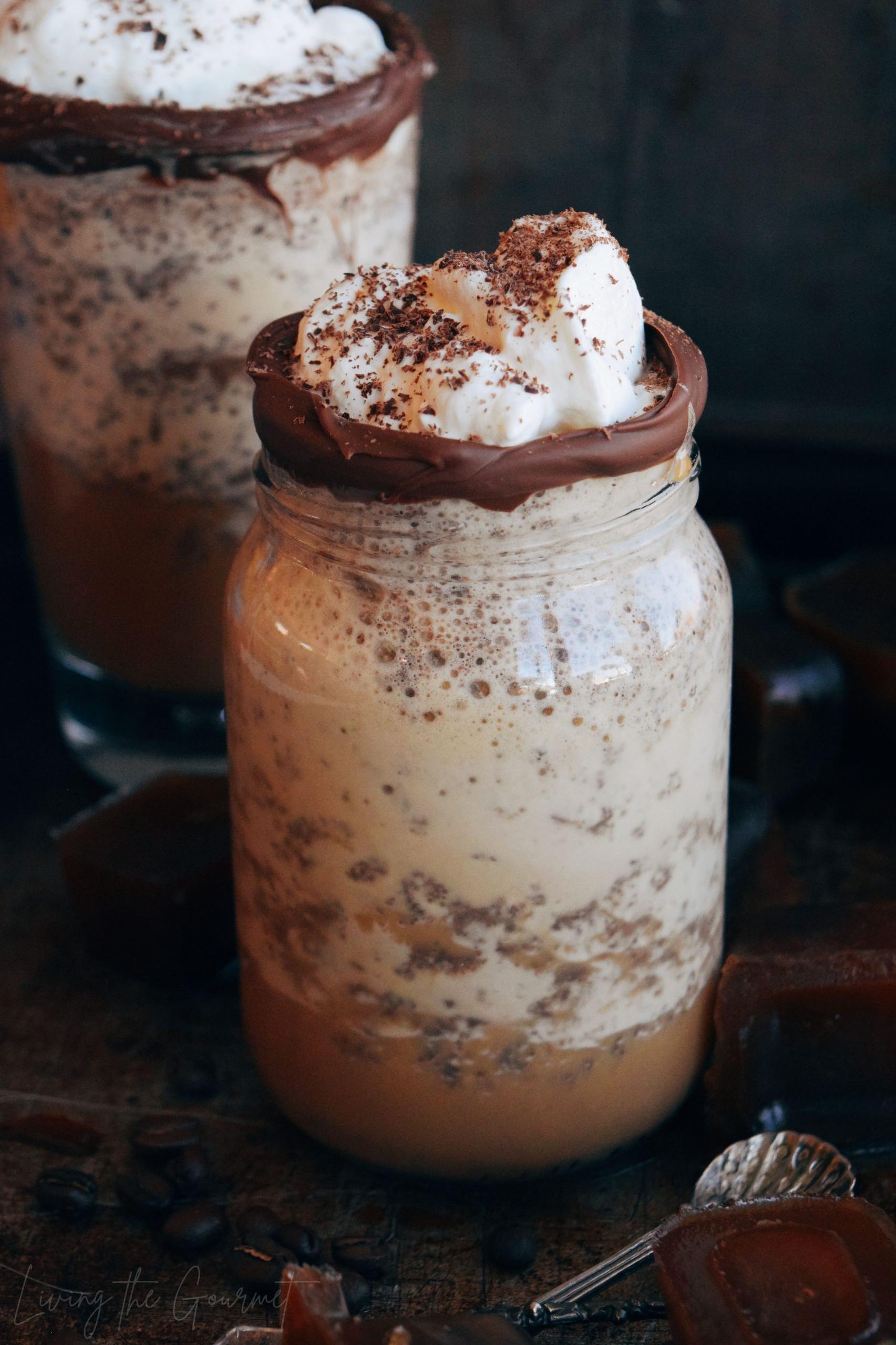 Sure thing! Here are some creative photo captions for the Irish Cream Coffee Frappe recipe: