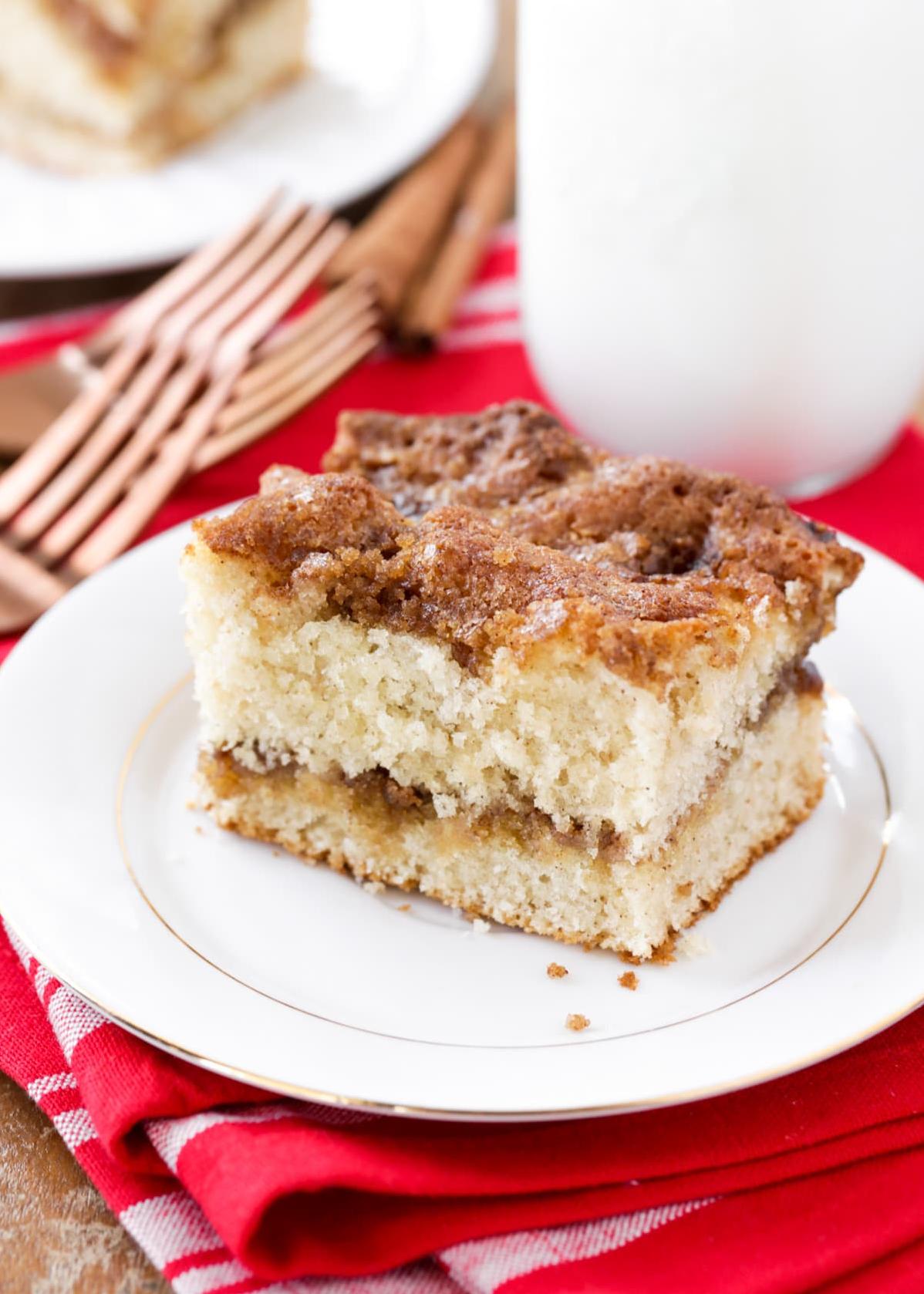  Take a bite of this moist and flavorful coffee cake.