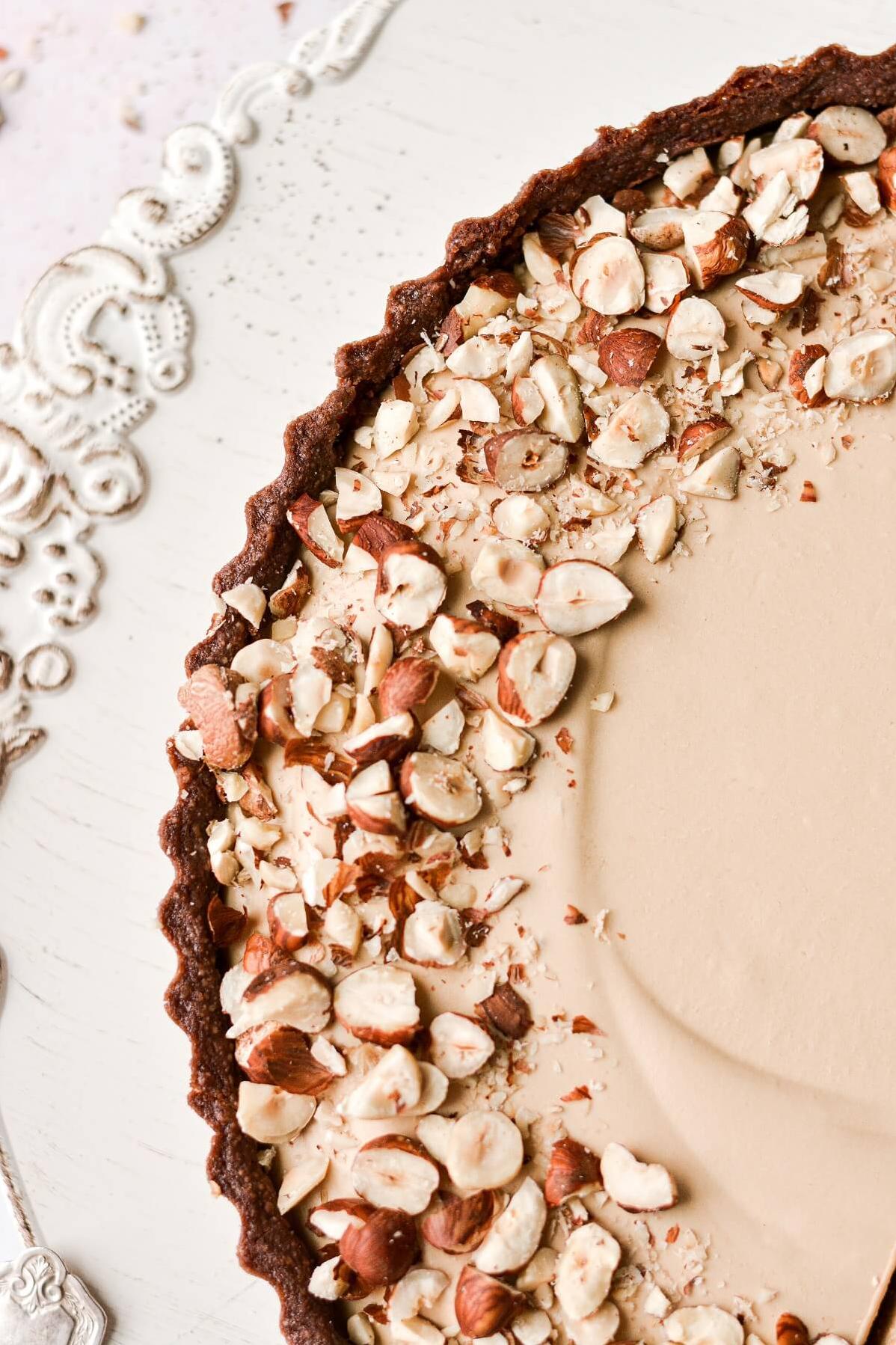  The almond crust adds a delightful crunch to this smooth and creamy pie.