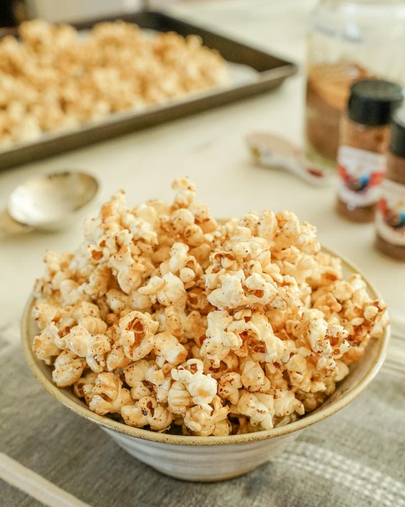  The combination of brown sugar, coffee, and butter creates a heavenly caramel-like coating on the popcorn.