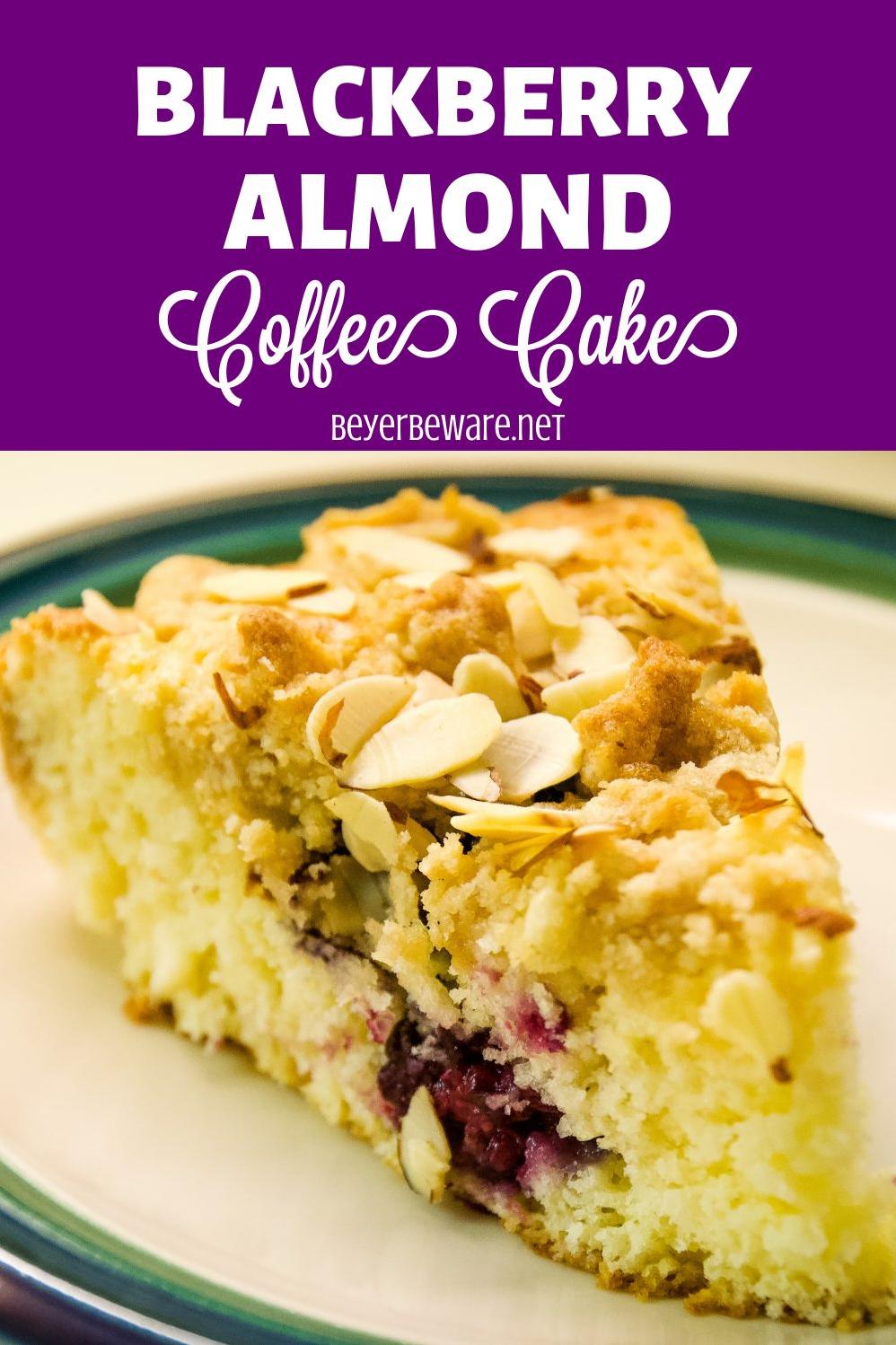  The fresh blackberries add a burst of color to the golden brown cake.