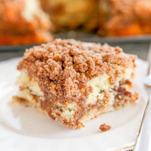  The texture of this coffee cake is perfectly moist and fluffy.