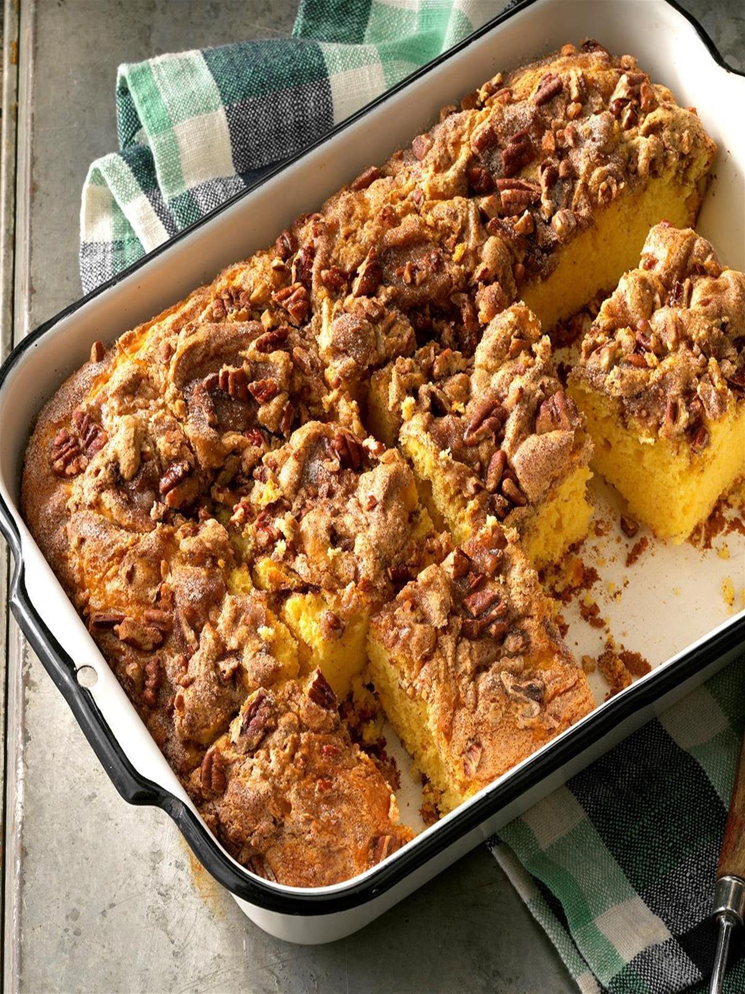  Warm, buttery, nutty, and sweet - Pecan Streusel Coffee Cake ticks all the boxes.