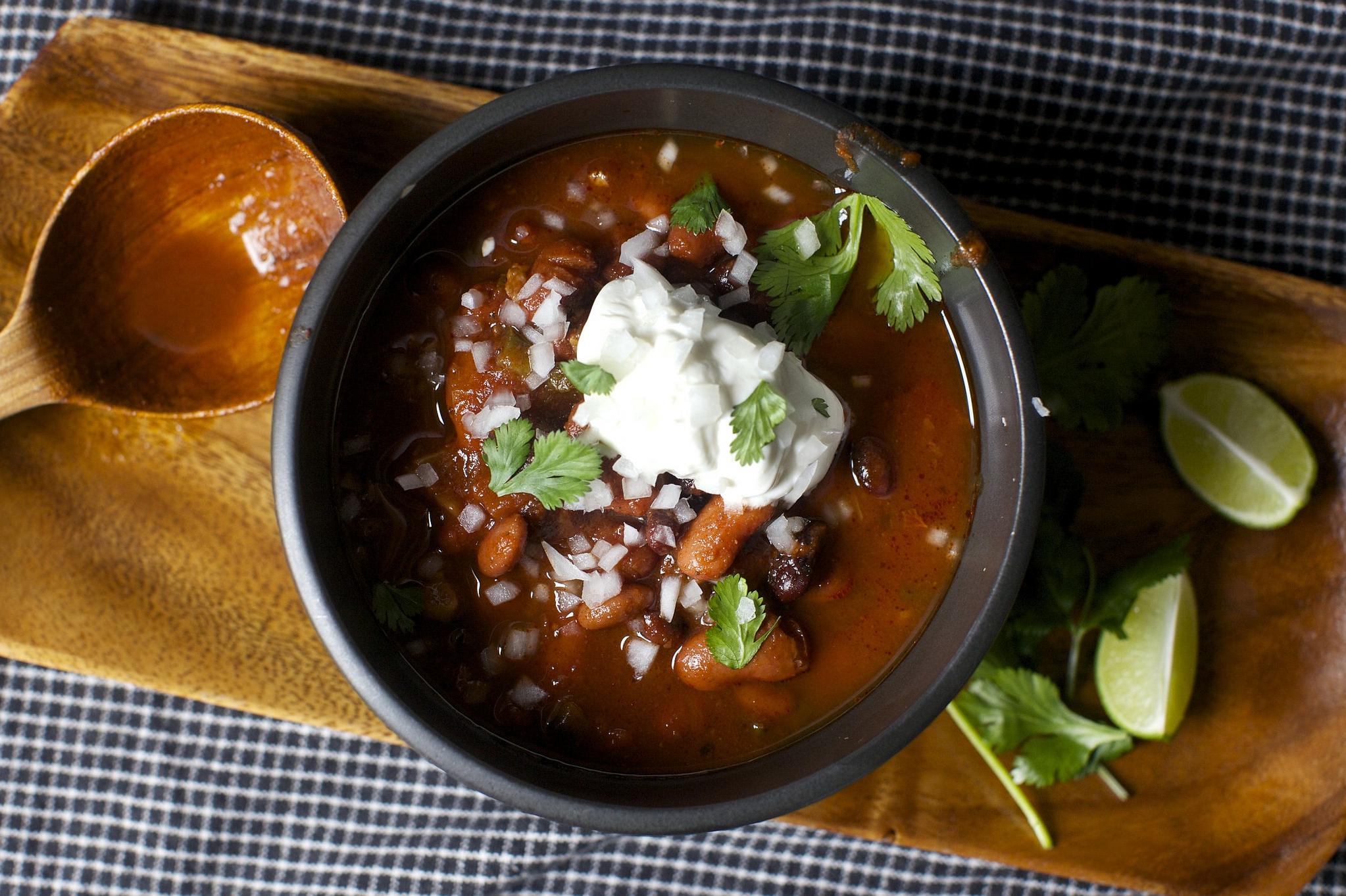  Warm up with a bowl of this three-bean and coffee chili on a chilly night!